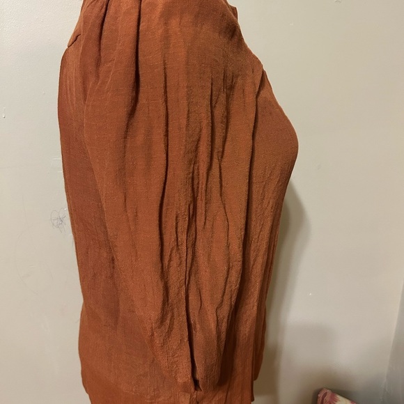 Nanette Lepore Gingerbread Blouse Brown Orange Sz Small Peasant Cottagecore - Picture 3 of 8